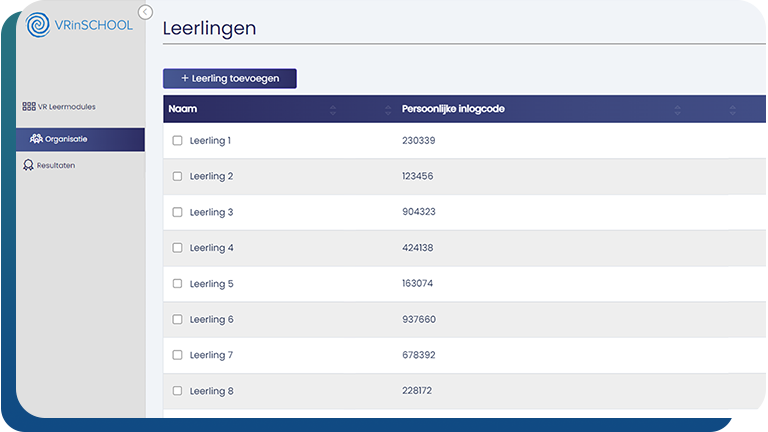 VR Leerplatform - leerlingen